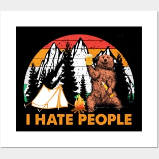 I hate people Sloth Hiking Camping Lover, Hiking Lover, Climping Lover,Camping Gift Posters and Art